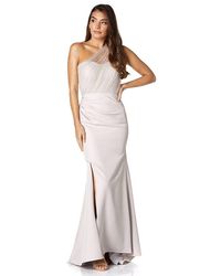 Jarlo - Brooke One Shoulder Tulle Top Maxi Dress With Thigh Split - Lyst