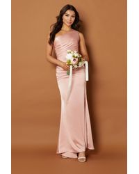 Jarlo - Levi One Shoulder Maxi Dress With Pleat Detail - Lyst