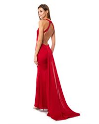 Jarlo Blanche Open Back Maxi Dress With Train Detail - Red