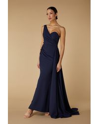 Jarlo - Hazel One Shoulder Fishtail Maxi Dress With Drape Detail - Lyst