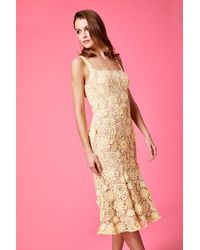 Jarlo - Daisy All Over 3d Lace Midi Dress With Shoulder Straps - Lyst