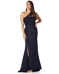 Jarlo - Brooke One Shoulder Tulle Top Maxi Dress With Thigh Split - Lyst