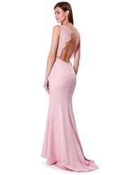 Jarlo Cecelia Fishtail Maxi Dress With Lace Button Back Detail - Pink