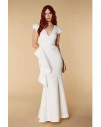 Jarlo - Avery Ruffle Frill V Neck Scuba Maxi Dress - Lyst