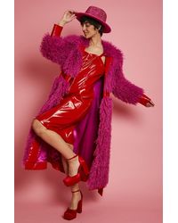 Jayley - Knitted Bamboo And Eco Leather Shearling Coat - Lyst