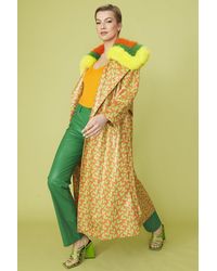 Jayley - And Love Heart Trench Coat With Oversized Faux Fur - Lyst