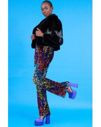 Jayley - Bamboo Faux Fur Sequins Star Jacket - Lyst