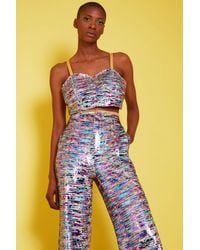 Jayley - Multi-Coloured Geometric Sequin Crop Top - Lyst