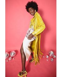 Jayley - Faux Suede Tasseled Trench Coat - Lyst