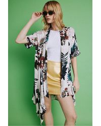 Jayley - Cotton Blend Tropical Palm Print Kimono Jacket Size: L (U - Lyst