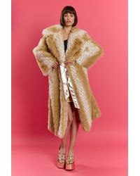 Jayley - Bamboo Blend Faux Sable Fur Animal Print Coat - Lyst