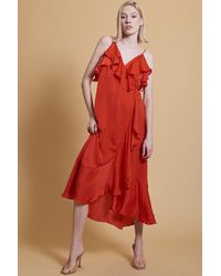 Jayley - Silk Blend Maxi Wrap Ruffle Dress - Lyst