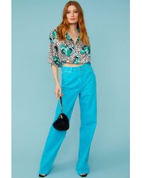 Jayley - Silk Blend Floral Cropped Blouse - Lyst