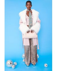 Jayley - And Mongolian Fur And Faux Suede Coat - Lyst