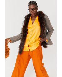 Jayley - Tweed Fox Fur Jacket Size: M (Uk 12) - Lyst