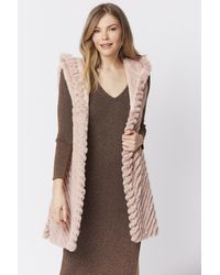 Jayley - Faux Fur Hooded Vest - Lyst