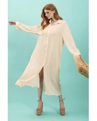 Jayley - Silk Blend Maxi Shirt Dress - Lyst