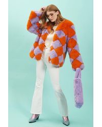 Jayley - And Delilah Diamond Faux Fur Jacket - Lyst
