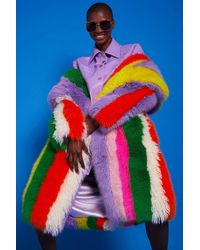 Jayley - Faux Fur Hand Crafted Eco Bamboo Maxi Coat - Lyst