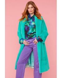 Jayley - Faux Fur Midi Coat - Lyst