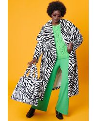 Jayley - Zebra Print Faux Fur Maxi Coat - Lyst