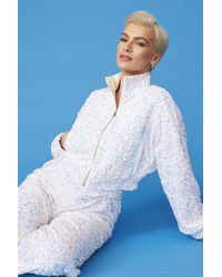 Jayley - Sequin Cropped Biker Jacket - Lyst