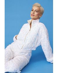 Jayley - Sequin Cropped Biker Jacket - Lyst