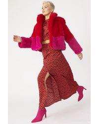 Jayley - Bamboo Faux Fur Two Tone Double Cropped Coat - Lyst