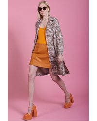 Jayley - Faux Suede Snakeskin Effect Trench Jacket - Lyst