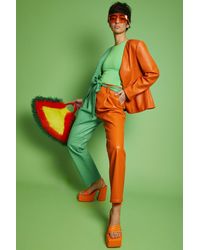 Jayley - Eco Leather Shamrock Suit Trousers - Lyst