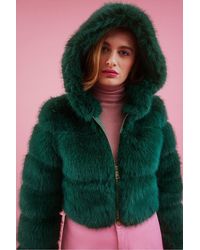 Jayley - Hooded Bamboo Faux Fur Puffer Coat - Lyst