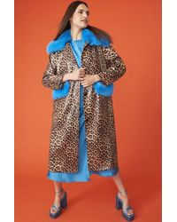 Jayley - Banana Peel Eco Leather Leopard Print Trench Coat Size: S - Lyst