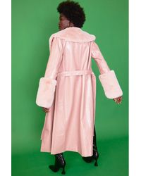 Jayley - Faux Leather Jacket With Detachable Faux Fur Cuffs &Amp; C - Lyst