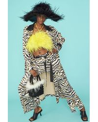 Jayley - Zebra Print Faux Suede Trench Coat - Lyst