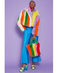 Jayley - Faux Fur Hand Crafted Eco Bamboo Cropped Coat - Lyst