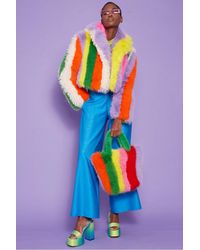 Jayley - Faux Fur Hand Crafted Eco Bamboo Cropped Coat - Lyst