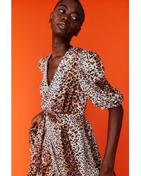 Jayley - Silk Blend Animal Print Maxi Wrap Dress - Lyst