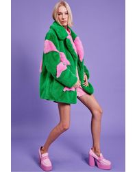 Jayley - Faux Fur Long Coat - Lyst