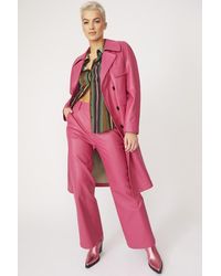 Jayley - Tencel Blend Eco Leather Trench Coat - Lyst