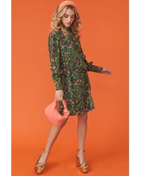 Jayley - Floral High Neck Dress With Long Sleeves - Lyst