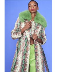 Jayley - Snake Print Beltedtrent Coat - Lyst