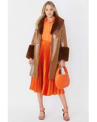 Jayley - Luxury Faux Leather Aubrey Coat With Detachable Faux Fur - Lyst