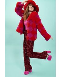 Jayley - Delilah Diamond Faux Fur Jacket - Lyst