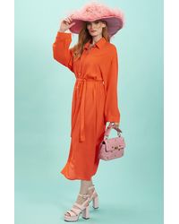 Jayley - Silk Blend Maxi Shirt Dress - Lyst