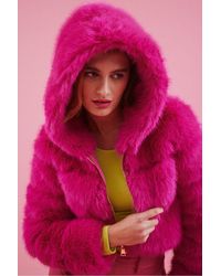 Jayley - Hooded Bamboo Faux Fur Puffer Coat - Lyst