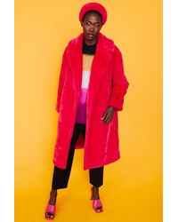 Jayley - Faux Fur Midi Shaved Shearling Coat - Lyst