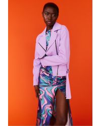 Jayley - Lilly Faux Suede Biker Jacket - Lyst