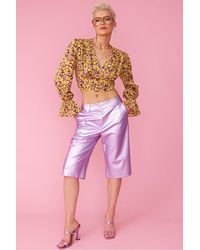 Jayley - Faux Leather Midi Shorts - Lyst
