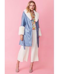 Jayley - Luxury Faux Leather Aubrey Coat With Detachable Faux Fur C - Lyst