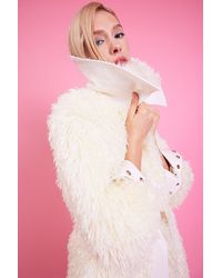Jayley - Knitted Bamboo And Eco Leather Shearling Coat - Lyst